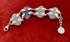 SNO OF SWEDEN SCANDINAVIAN PURPLE AGATE 4 LINKED BRACELET, FITS 7-7.5-8” LOBSTE