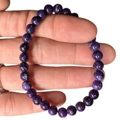 Natural Charoite Purple Gemstone 6mm Round Beaded 7″ Stretch Bracelet