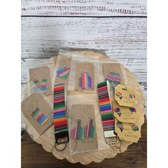 Western Serape Stripe Jewelry Lot Earrings Keychain Boho Southwestern