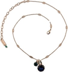 Mariana Chamomile Rose Gold Pendant Necklace Round Blue & Green Duo 1133 NWT