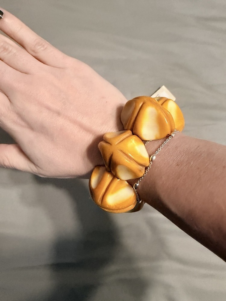 Golden Yellow tagua nut chunky stretch bracelet