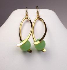 SEAFOAM GREEN Cultured sea glass earrings gold loop pinch bail 1-1/2″ L