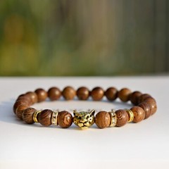 Leopard White Turquoises Stone Charm Bracelets Men Wood Beads Bracelet Handmade
