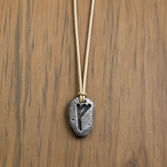 Fehu Rune Pendant ᚠ [AGED FINISH] ᚠ Pewter Talisman for Wealth & Abundance
