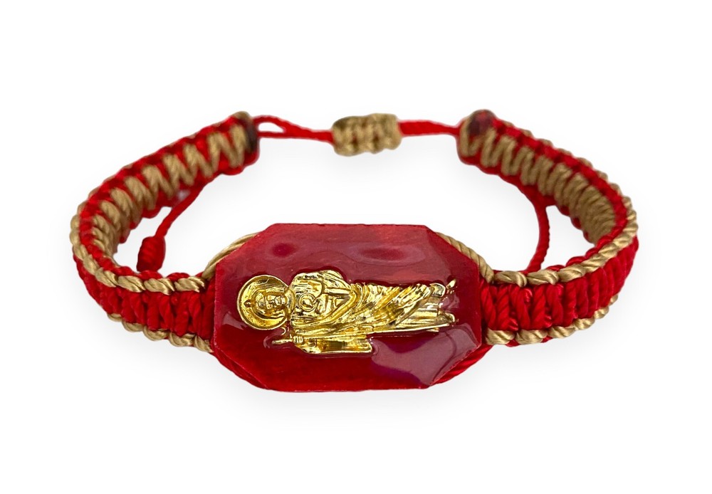 St. Jude Reversible Corded Adjustable Red Gold Bracelet San Judas Pulsera