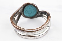Handmade Studio Hinged Cuff Bracelet Oval Magnesite Silver Over Copper