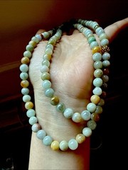 Untreated Grade A Myanmar Jadeite Bead Necklace 純天然翡翠A貨 老坑糯冰多包超长项链 7.6 Mm