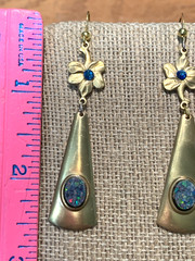 NEW LISTING* HANDCRAFTED VTG. ART DECO- AUSTRALIAN MOSAIC OPAL DROP EARRINGS-NEW
