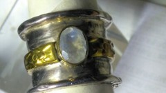 UNTREATED NATURAL RAINBOW MOONSTONE IN.925 STERING SILVER RING SIZE 7.25-7.50
