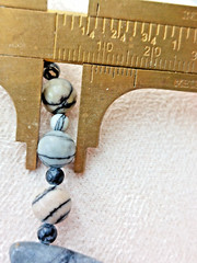 Black Line Picasso Jasper Bead Necklace W. Picasso Jasper 2″ Pendant .925 Clasp