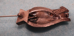Sterling & 14K Abstract Brooch; 2 stones; Made in USA by Peggy Johnson, 2000