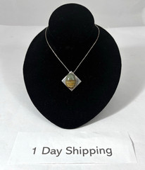 PICTURE JASPER NECKLACE Italy 925 Sterling Silver Chain Handmade Artisan Pendant