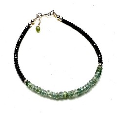 Natural Black Spinel Alexandrite Bracelet Solid 14k Yellow Gold , 7″ – 7 1/3″