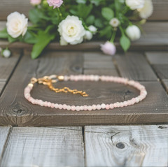 Delicate Natural Pink Opal Tiny Beaded Crystal Healing Reiki Minimalist Bracelet