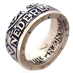 Dutch Silver Guilder Coin Ring, The Netherlands 1961, Size 8.25 US (18.3 mm)