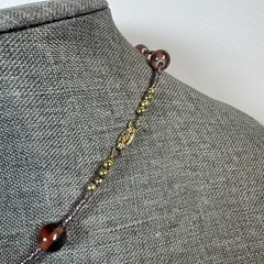 Hand made Brown glass and purple beads necklace 18”
