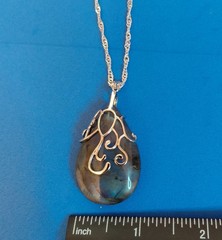 Handmade Labradorite Water Drop Moonlight Stone Pendant Necklace