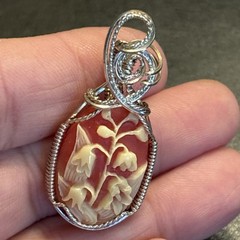 Vintage Sterling Silver Wire Wrapped Tree of Life Cameo Pendant Bezel Bail