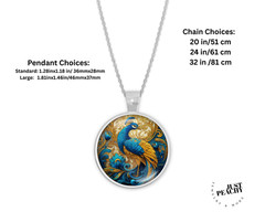 Art Nouveau Golden Peacock Bronze Silver Jewelry Necklace Set
