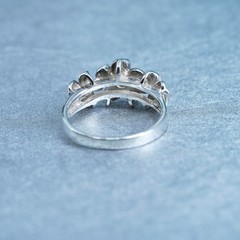 Size 6, vintage Sterling 925 silver handmade plimeria flower ring with cz