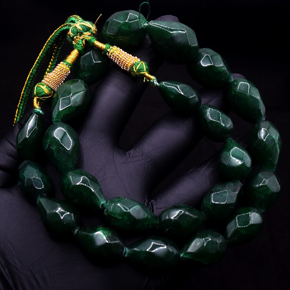 18 Inches 568. Cts Faceted Green Emerald Wonderful Necklace Jewelery VK 26 E612
