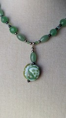 Artisan Made Light Mint Green Glass Bead Swirl S Ceramic Pendant 18″ Necklace