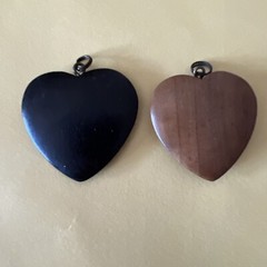 Two Wooden Heart Pendants for Necklaces, Valentines Day or 5th Anniversary Gift