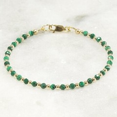 3mm Malachite Bracelet – Minimalist 14k Gold Filled