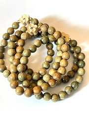 Sandalwood Beaded Bracelet with Wooden Flower Set of 2 pieces