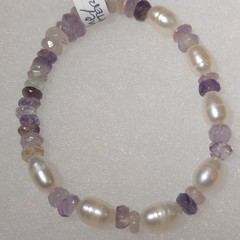 Ametrine And Cultured Freshwater Pearl Stretch Bracelet