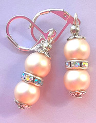 RED SHELL PEARL earring drop earring SP LEVERBACK handcrafted