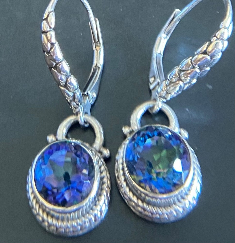 Sarda,Bali Made,”Odyssey Universe”Mystic Quartz & Sterling Earrings