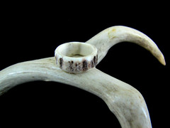 PREMIUM HANDCRAFTED OOAK SHED DEER, ELK ANTLER RING,SIZE 9 1/2, R-468