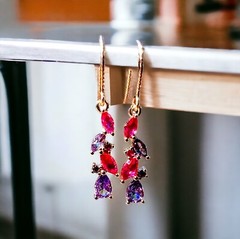 14K Rose Gold Filled Amethyst and Pink Tourmaline Earrings