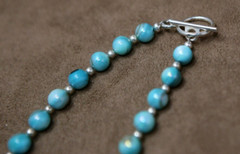 Handmade Round Light Blue Yellow Matte Glass Choker Necklace 18” 19” Set Of 2