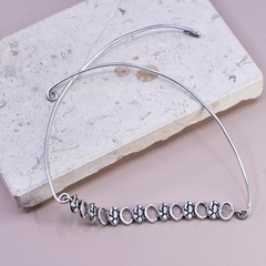 14″, vintage Sterling silver 925 choker collar necklace pebble textured chain