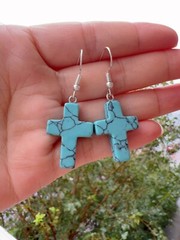 Genuine Turquoise Cross Earrings, Elegant And Unique, Gift Ideas