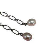 Tiffany & Co. Elsa Peretti 925 Sterling Silver Oval Link Chain Pearl Necklace