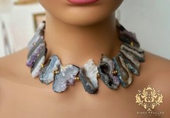 Aimee Fuller Abalone Paua Necklace Pearl Rainbow Sea Opals Statement Necklace