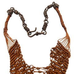 Handmade Copper Wire Wrapped Silver Sheen Obsidian Necklace Boho Statement