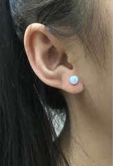 6mm Round Blue Fire Opal 925 Sterling silver stud post earrings – Made in USA