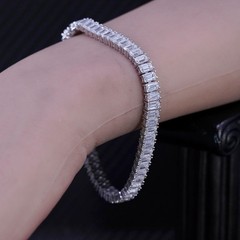 7.5”, vintage sterling silver 925 tennis bracelet with cluster clear cz