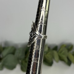Vintage Zuman Israel Sterling Silver CZ Artisan Design Ring Size 8