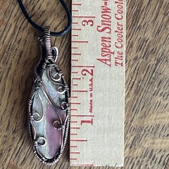Natural Peruvian Pink Opal ~ Handmade copper wire wrapped pendant 14a