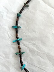 Vintage Santo Domingo Native American Turquoise Nuggets on Heishi Shell Necklace