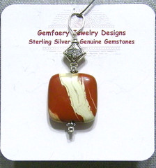 NEW: Sterling Silver Wire-Wrapped RED JASPER Pendant #31…Handmade USA
