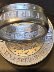 Dont Tread on Me Coin Ring .999 Silver Live Free Or Die You Pick Size 8-13
