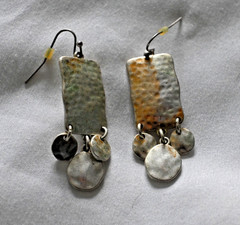 Handcrafted Textured Metal Earrings (Dangling – Silver Plated)