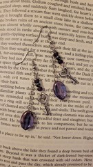 Skeleton Heart Key Fairy Purple Beaded Grounding Hematite Silver Tone Earrings