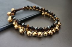 Jingle Onyx Hematite Tiger Eye Women Jewelry Anklet Bracelet, Stone Bracelets,
